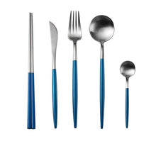 Load image into Gallery viewer, Black gold cutlery set