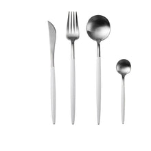 Load image into Gallery viewer, Black gold cutlery set