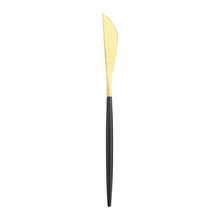 Load image into Gallery viewer, Black gold cutlery set