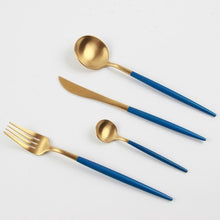 Load image into Gallery viewer, Black gold cutlery set