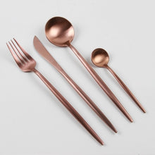 Load image into Gallery viewer, Black gold cutlery set