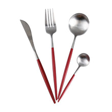 Load image into Gallery viewer, Black gold cutlery set