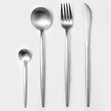 Load image into Gallery viewer, Black gold cutlery set