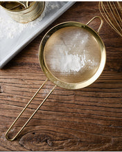 Load image into Gallery viewer, Golden flour sieve with fine mesh filter
