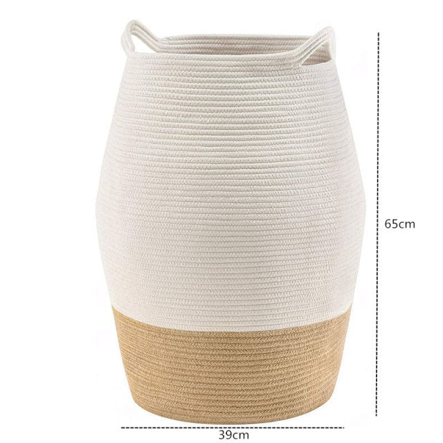 Large cotton rope laundry basket
