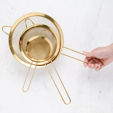 Load image into Gallery viewer, Golden flour sieve with fine mesh filter
