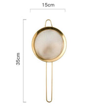 Load image into Gallery viewer, Golden flour sieve with fine mesh filter
